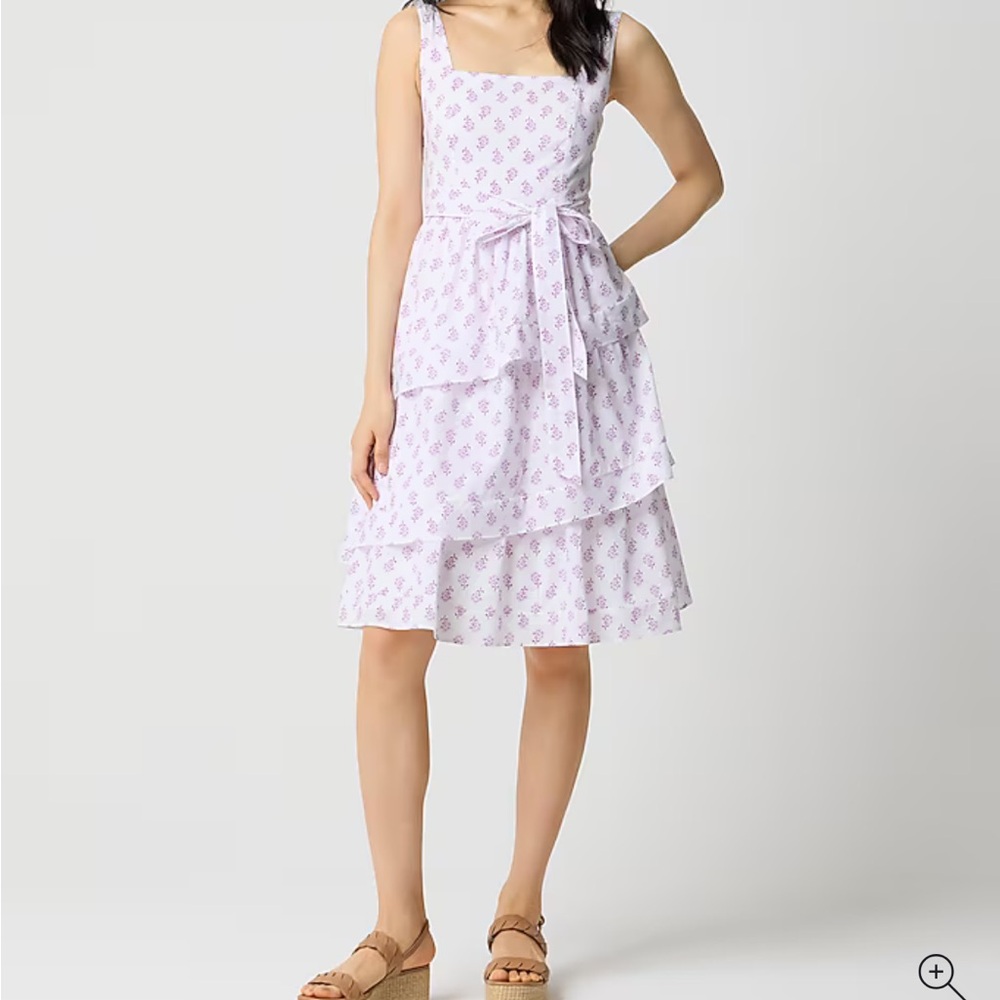 J. Crew Factory Lilac Floral Tiered Midi Dress
